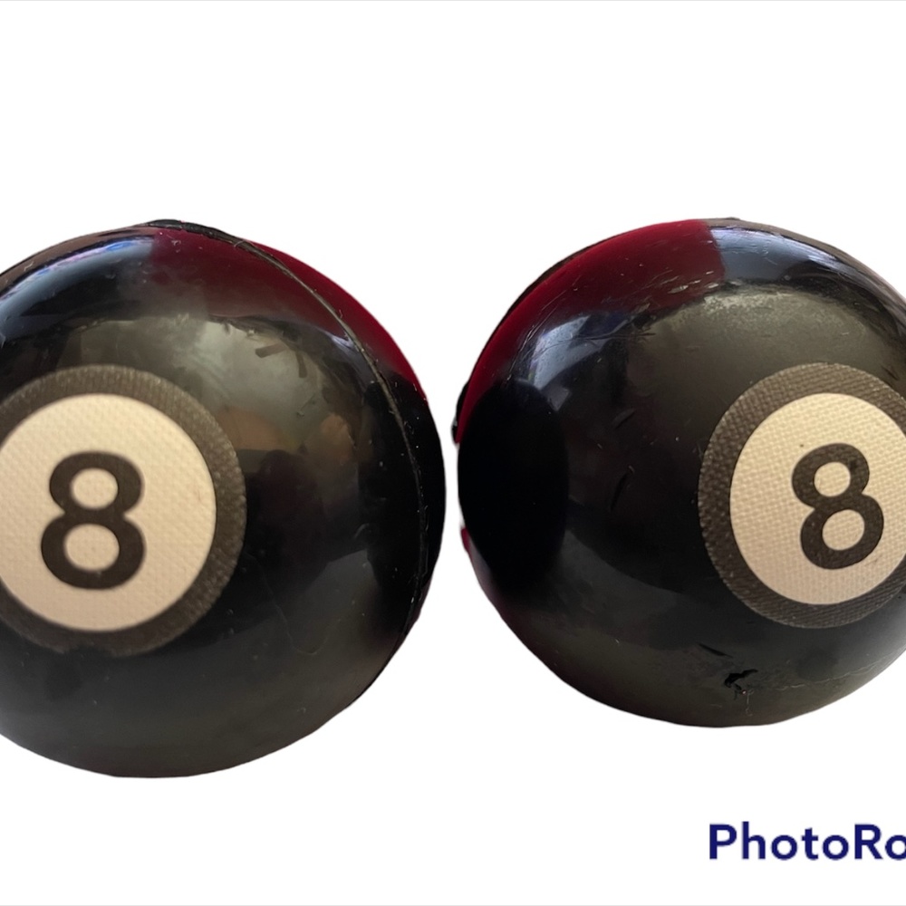 X's 2 Vo-Toys Play Pool Billiards Solid Rubber 8 Ball Dog Toy Small 2" Lot